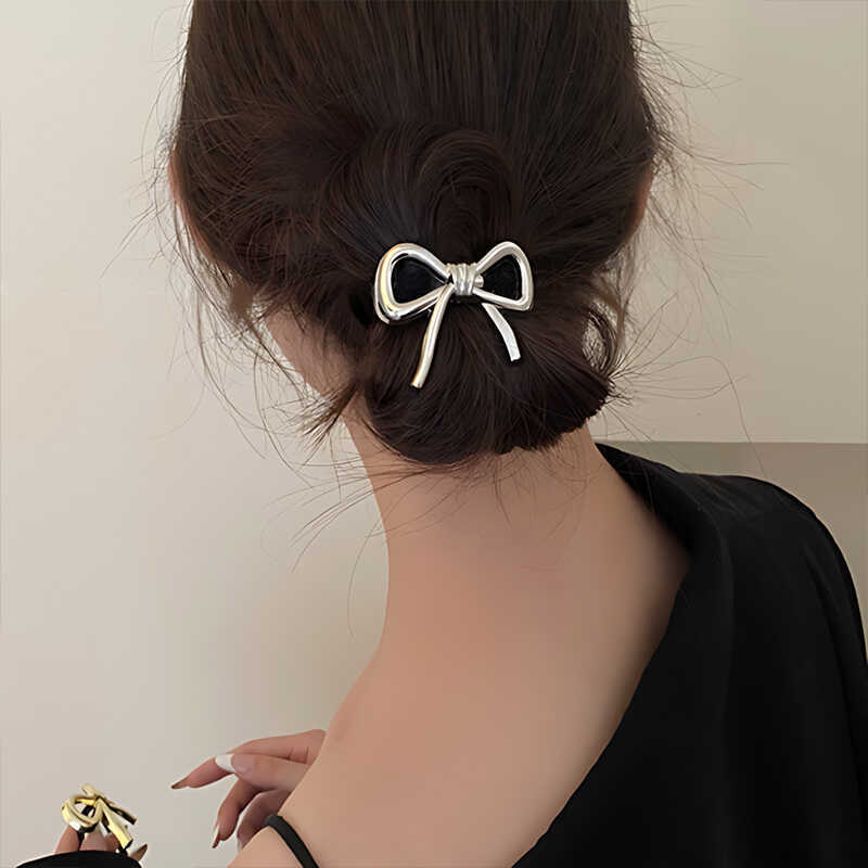 Tali rambut busur logam indah  - Silicone Band Women ulasan dan harga