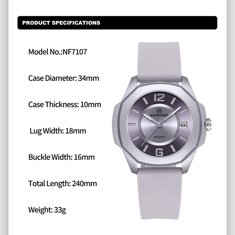 NAVIFORCE jam tangan 7107 wani - Silicone Band Women ulasan dan harga