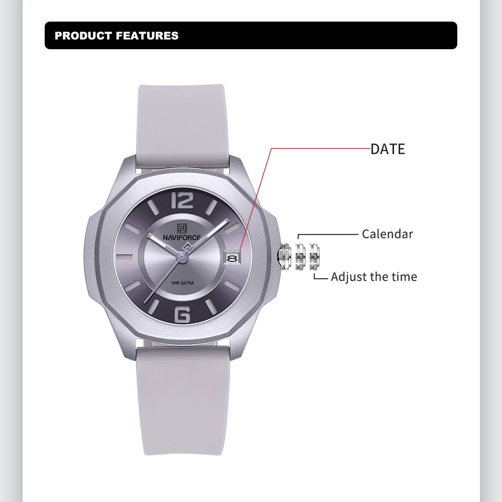 NAVIFORCE jam tangan 7107 wani - Silicone Band Women ulasan dan harga
