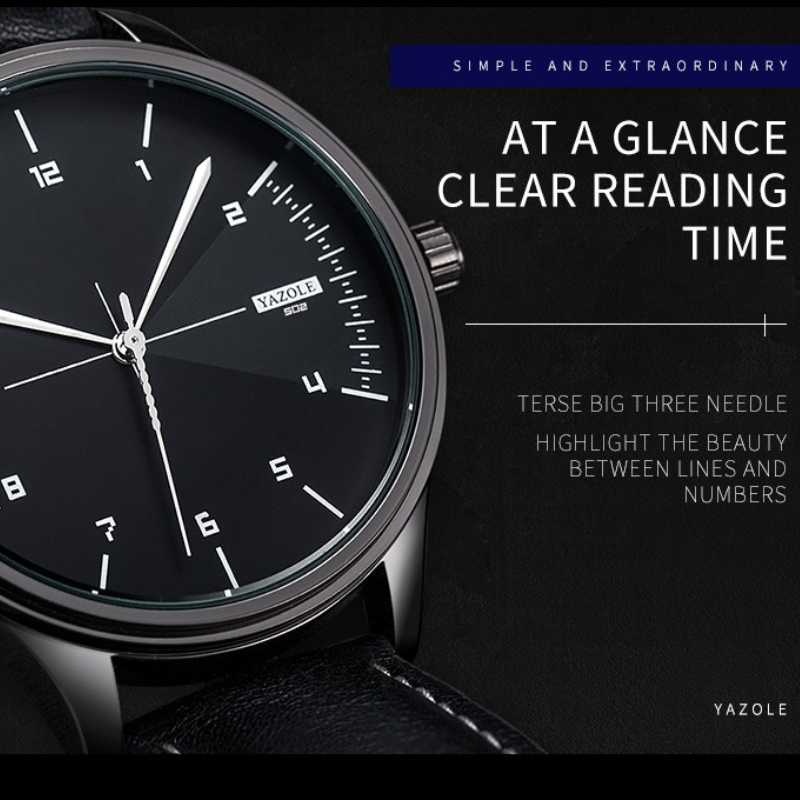 Jam Tangan Quartz YAZOLE Merk  - Leather Watch Band Men ulasan dan harga